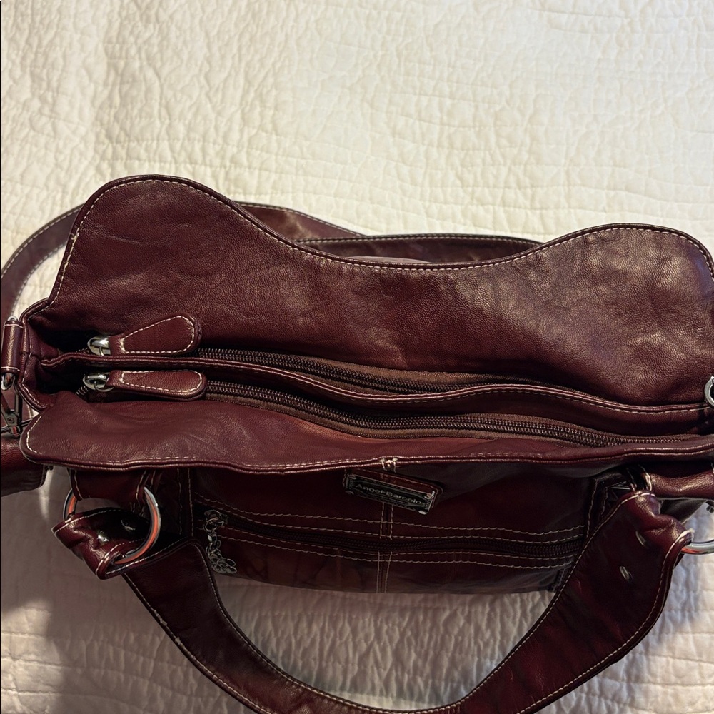 Angel Barcelo Burgundy Hobo Shoulder Bag - Picture 10 of 14